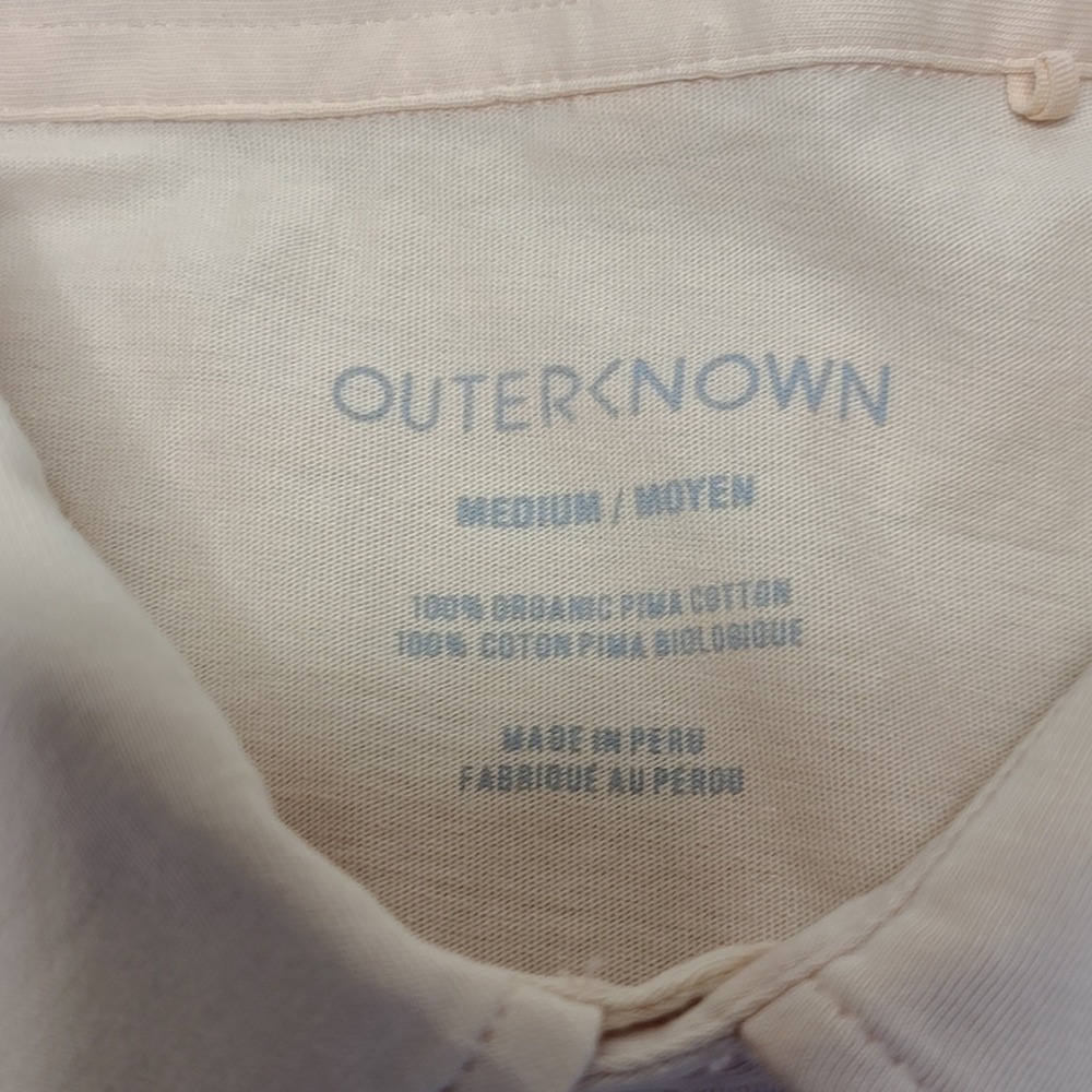 Outerknown Polo Shirt Mens Medium Peach Organic Pima Cotton Short Sleeve Pocket - Picture 5 of 7